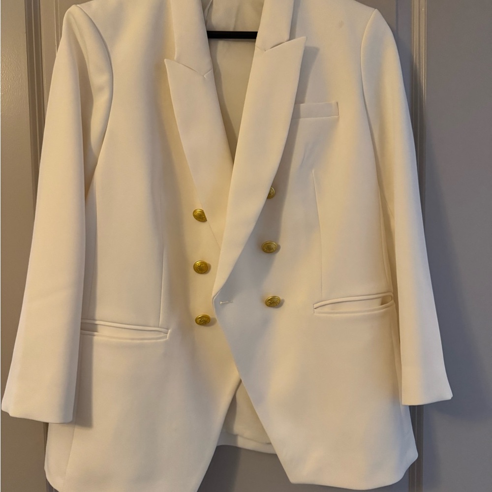 Express Cream Blazer with Gold Buttons